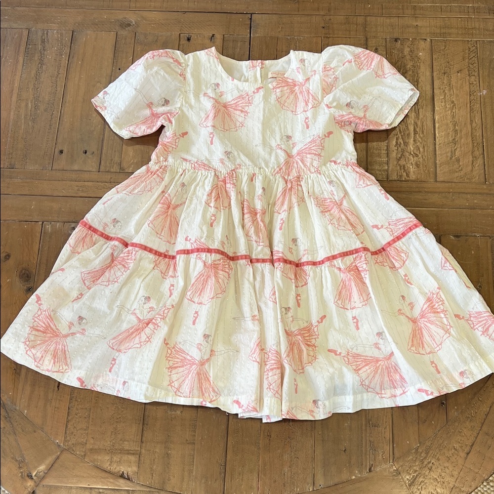 Pink Chicken ballerina dancer metallic stripe dress girls 8